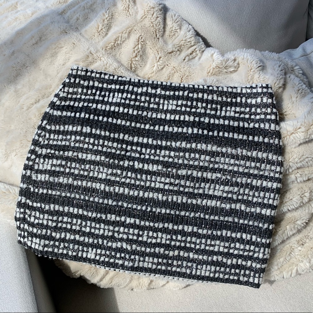 Alice + Olivia Mini Skirt Black, White & Gunmetal